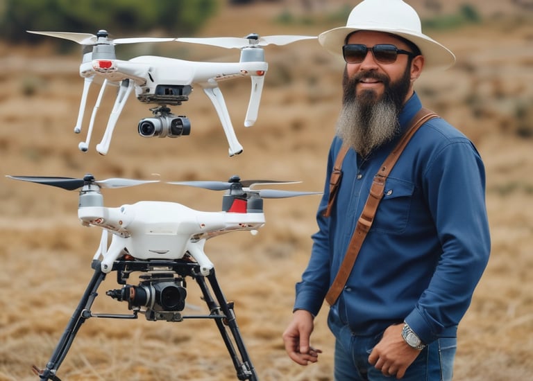 Team of valuers discussing a commercial property plan outdoors.