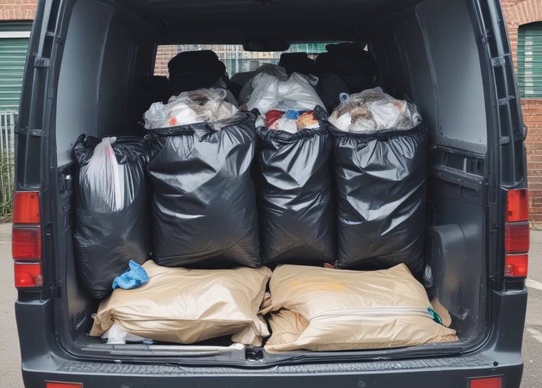 A van from Pioneer Clearance parked outside a typical Loftus home, loaded and ready.
