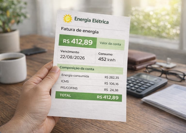 simulação de energia solar usando conta de luz