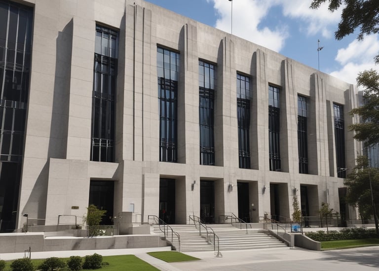 Lawyers presenting arguments in a courtroom full of attentive people.