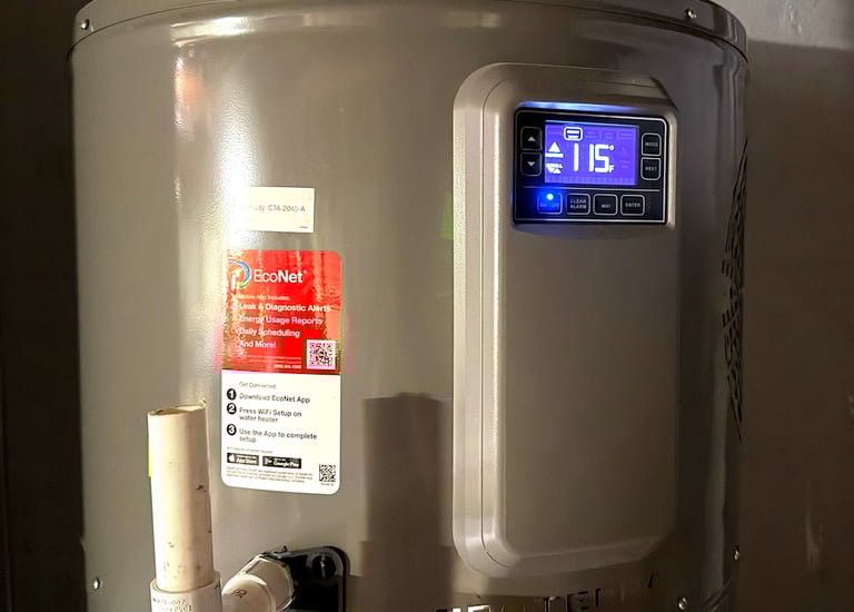 Best efficiency maine hybrid rheem water heater installed by best plumber in falmouth maine