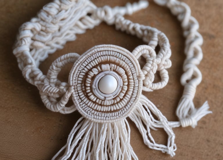 pulsera blanca de macrame