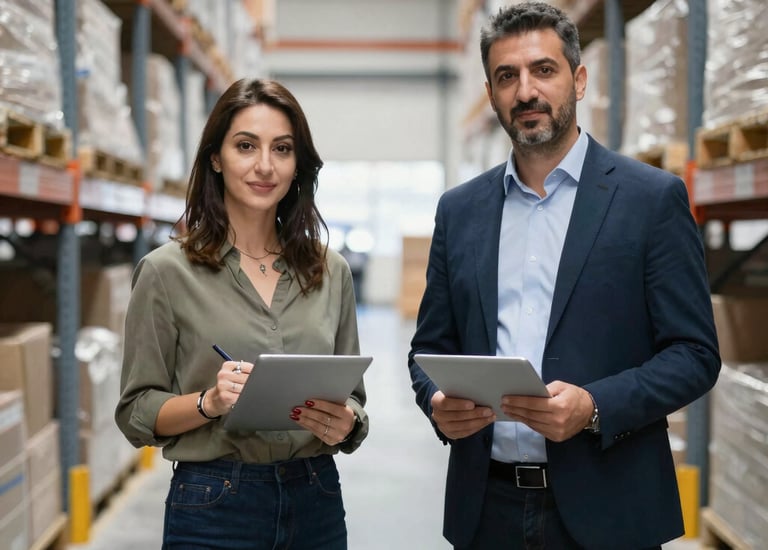 Customs clearance paperwork being processed with focused precision at an office desk.
