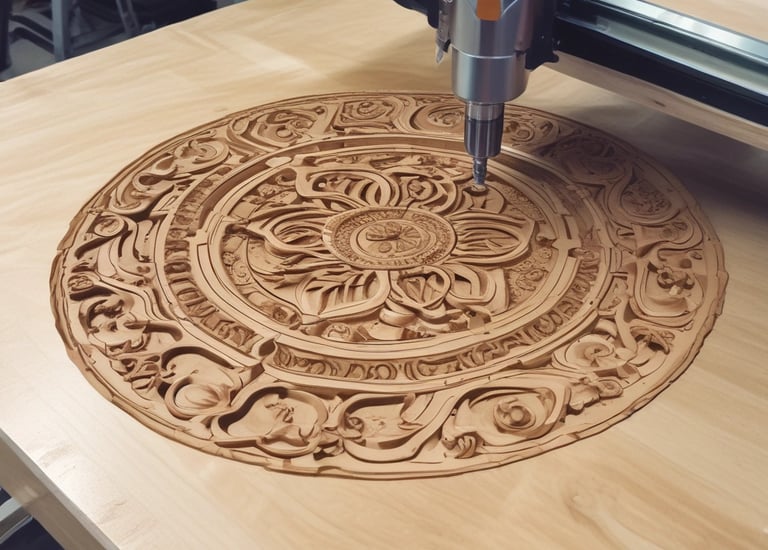 A craftsman's workshop filled with tools and wood pieces being shaped into furniture.
