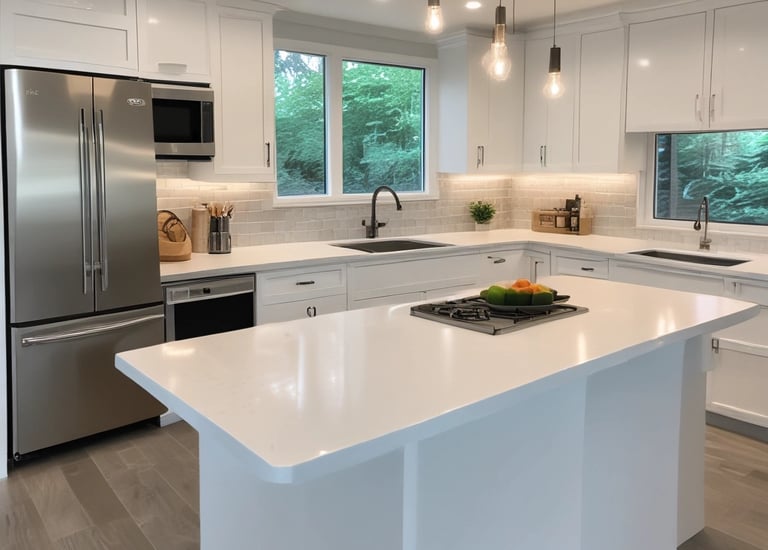 Exterior home facelift with new siding and landscaping.