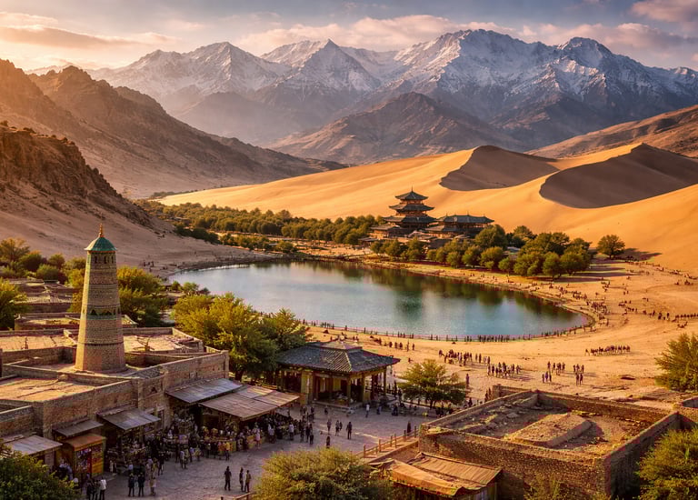 Vast deserts, grasslands, snow mountains, and Silk Road heritage. Best for long-distance exploration and adventure seekers.