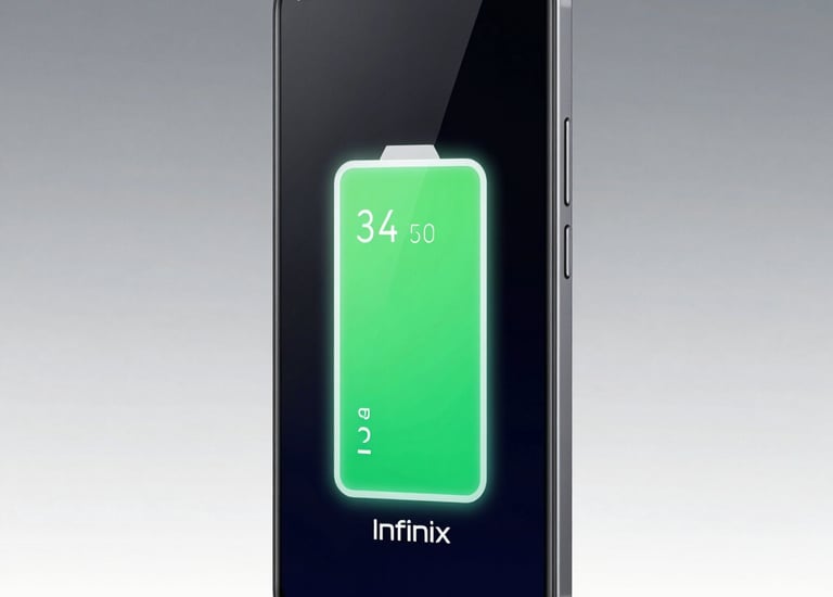 Close-up of an Infinix smartphone displaying a vibrant screen with smooth icons