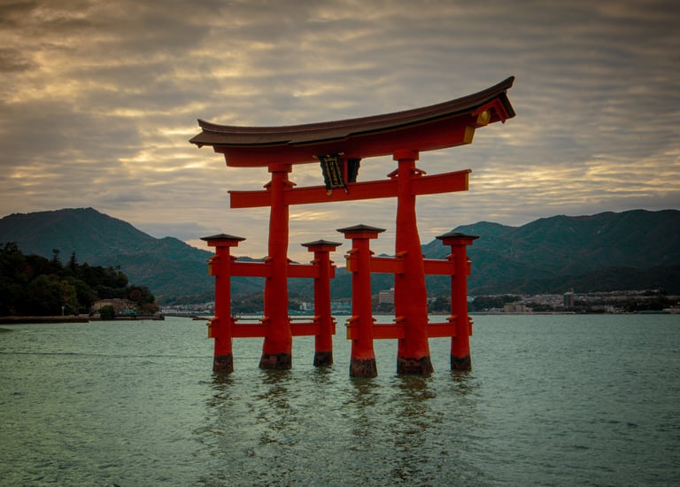 Fotografía del santuario de Itsukushima, Japón.