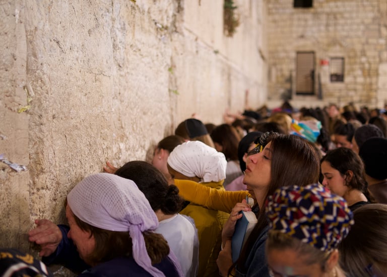 Selichot at the Western Wall Jerusalem, Israel woman praying