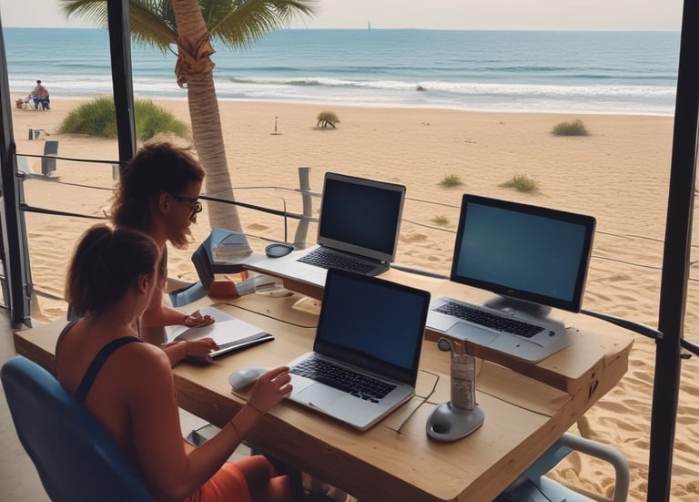Close-up of hands typing on a laptop with cybersecurity code on screen.
