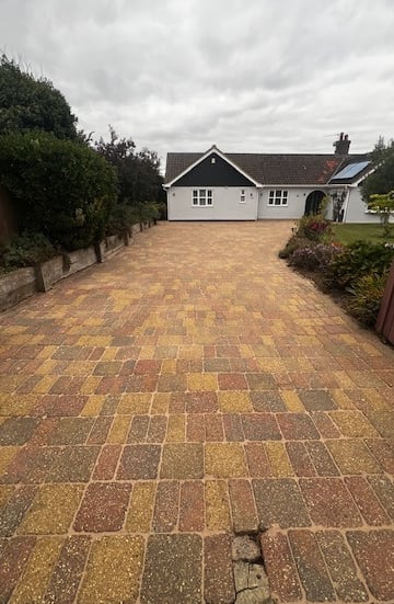 PJB Exterior Cleaning transformation – driveway cleaned in Easton, Norfolk, showing dramatic results