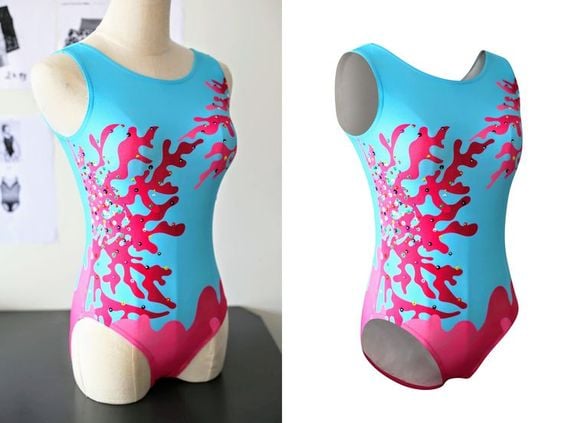 clothes red and blue ghost mannequin 
