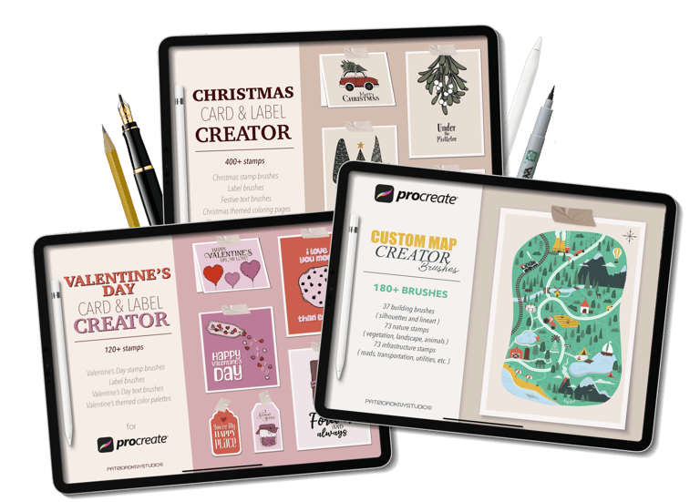 Stamp brushes, textures and color palettes for Procreate – PDKNY Studio