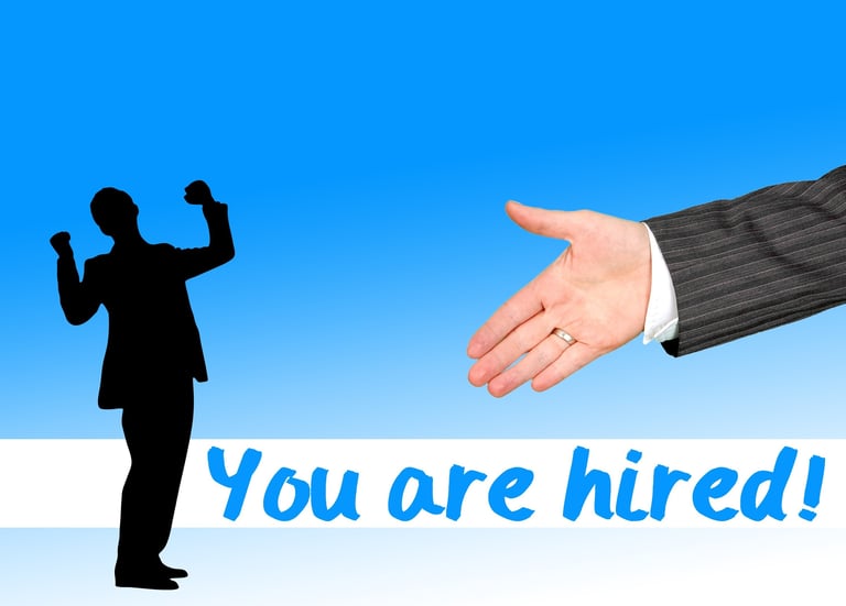 Person happy they have been hired