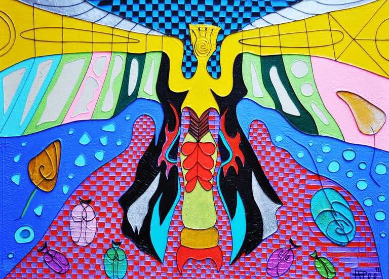 Lady Moth, an emotional exploration of metamorphosis, on canvas by Kristina Lee