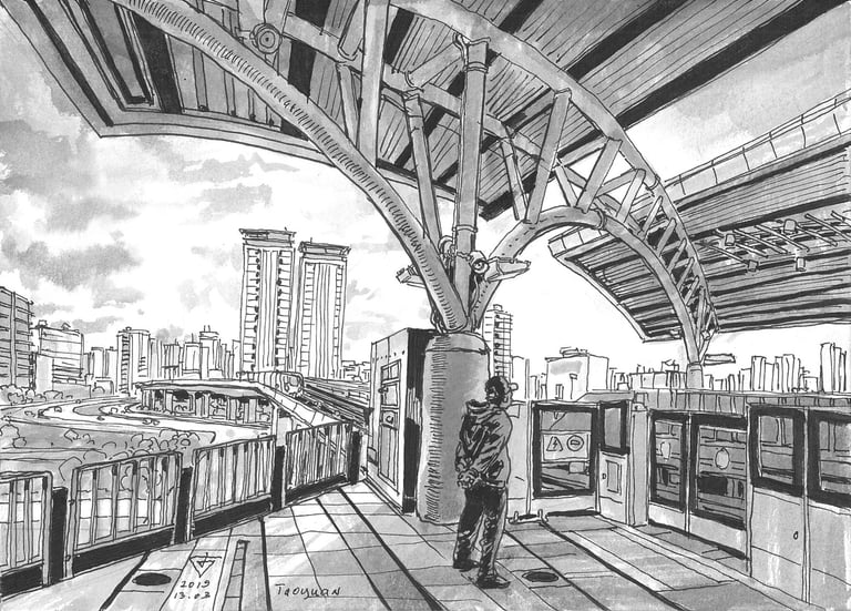 City sketch by artist Evgeny Bondarenko Taiwan