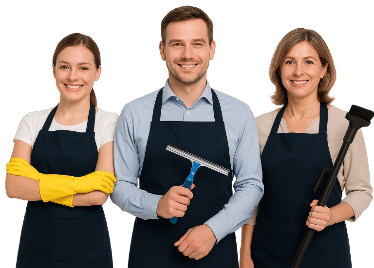 Zespół pracowników firmy sprzątającej świadczącej usługi sprzątania w Gdańsku i Trójmieście.