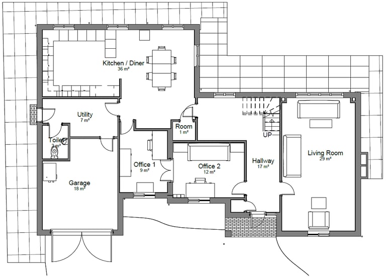 Example 2D image of a proposed ground floor plan