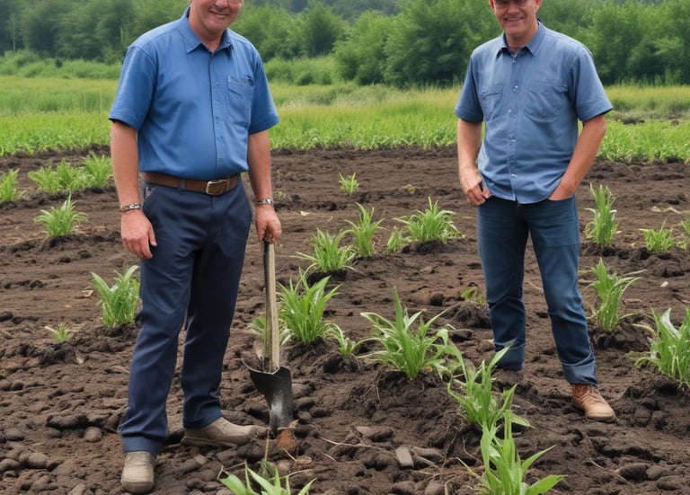 Technical advisor discussing biochar benefits with local farmers.