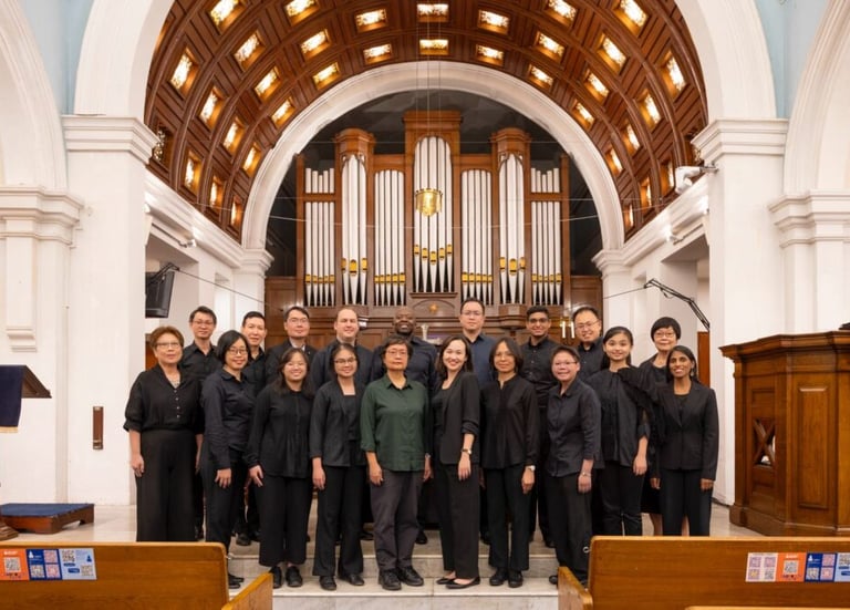 Organists and participants at Seasons' PIpings event, Orchard Road Presbyterian Church (SG)
