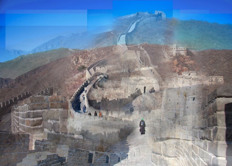 digital photo montage print, collage photography, The Great Wall of China