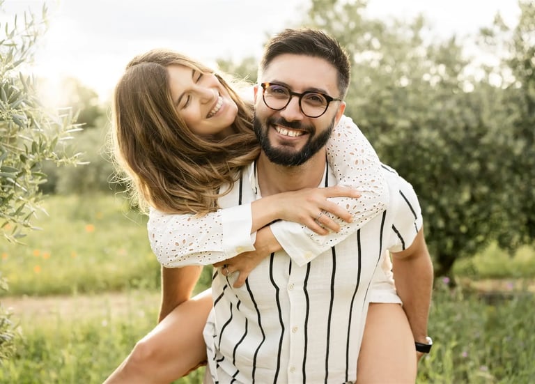 Romantic editorial fine art wedding portrait of couple in Provençal morning light