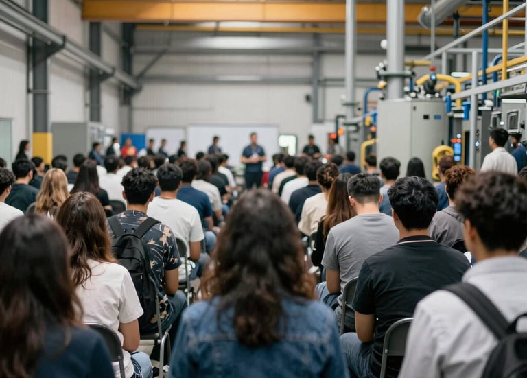 Technician installing biometric alcohol control device at industrial site.