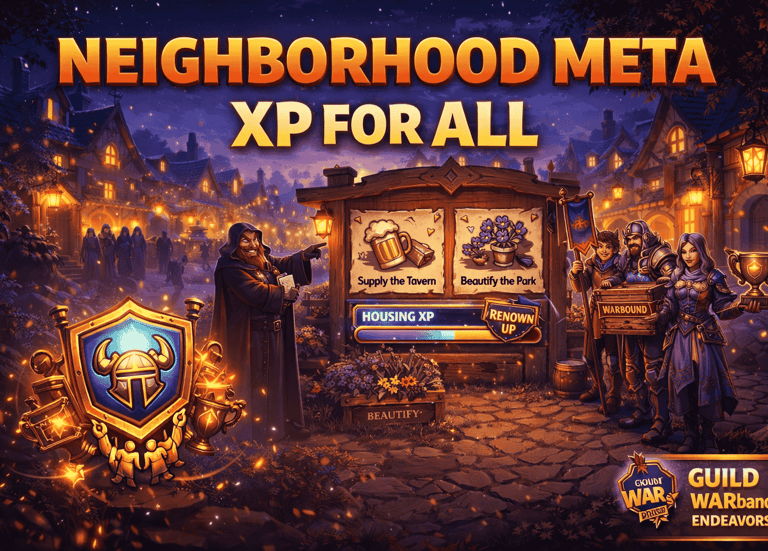 WoW housing, neighborhood Endeavors, housing xp, guild endeavors