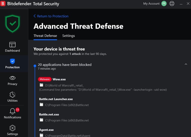 Bitdefender World of Warcraft malware, WoW Bitdefender false positive, Wow.exe malware detected, Battle.net Bitdefender