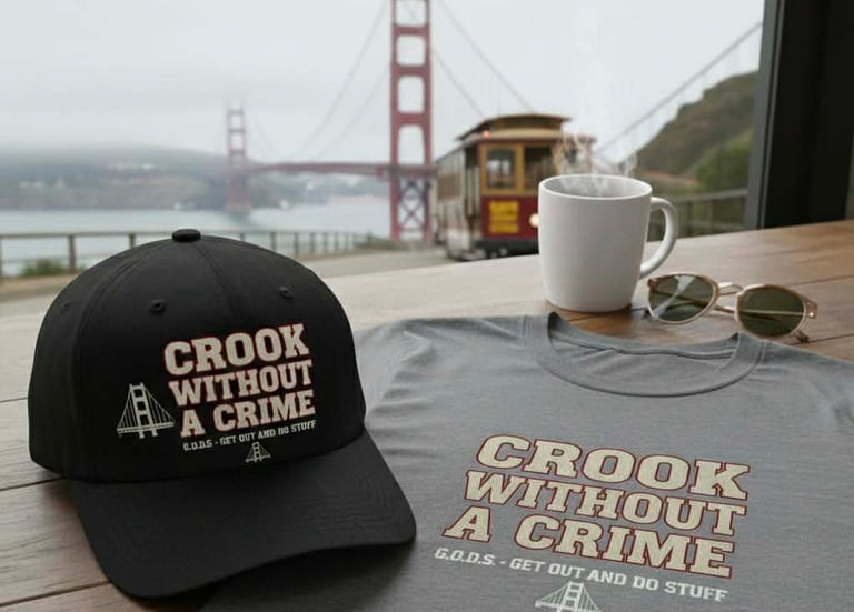 Mark Adam Cottonham signature black hat and grey shirt apparel