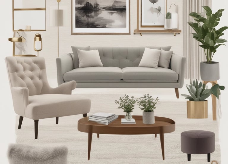 Bright living room with beige walls, soft white sofa, and natural light flooding through large windows.