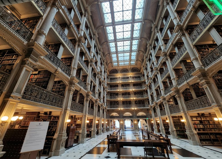 The Interior of the George Peabody Library in Baltimore , Maryland , USA