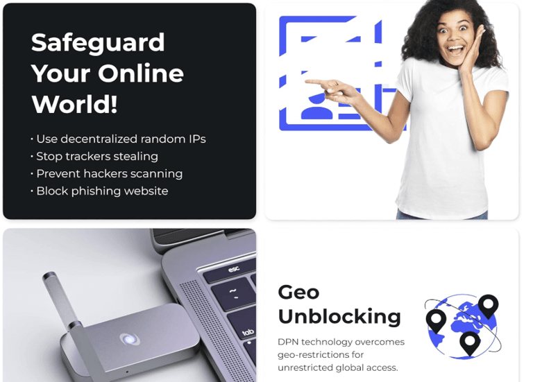 a woman showing Deeper Connect Air Pocket Travel Router