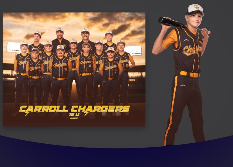 Custom team sports photo design Carroll Chargers