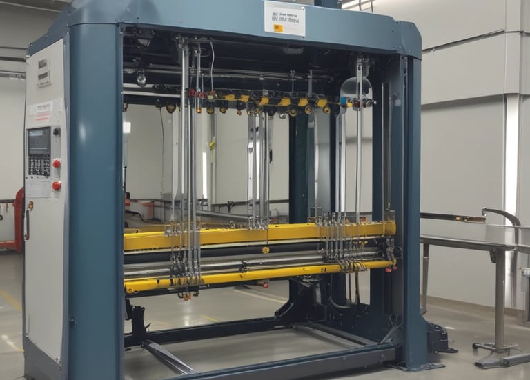 A modern industrial automation system in a factory setting.