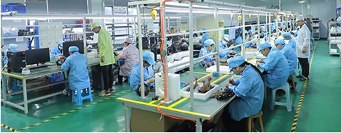 a group of people working on a factory floor CCTV