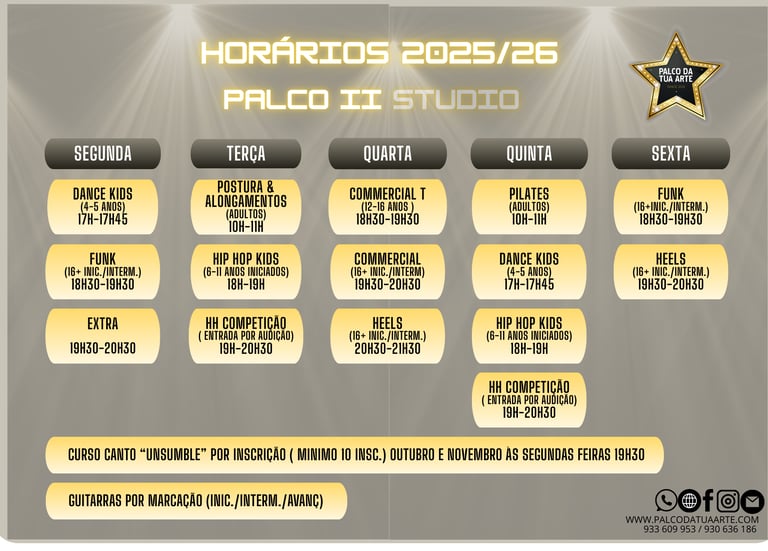 Horários estúdio II