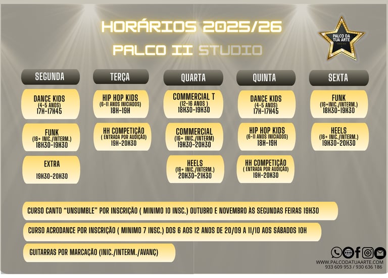 Horários estúdio II