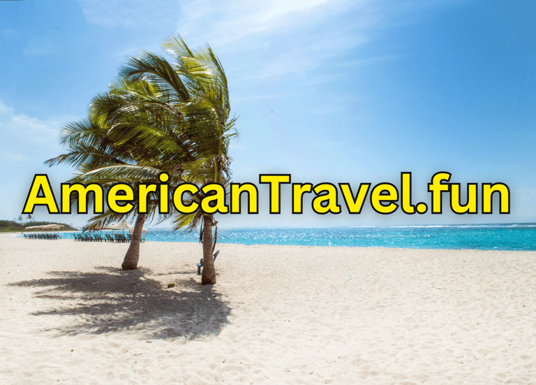 a palm tree on the beach with the words americantravel.fun