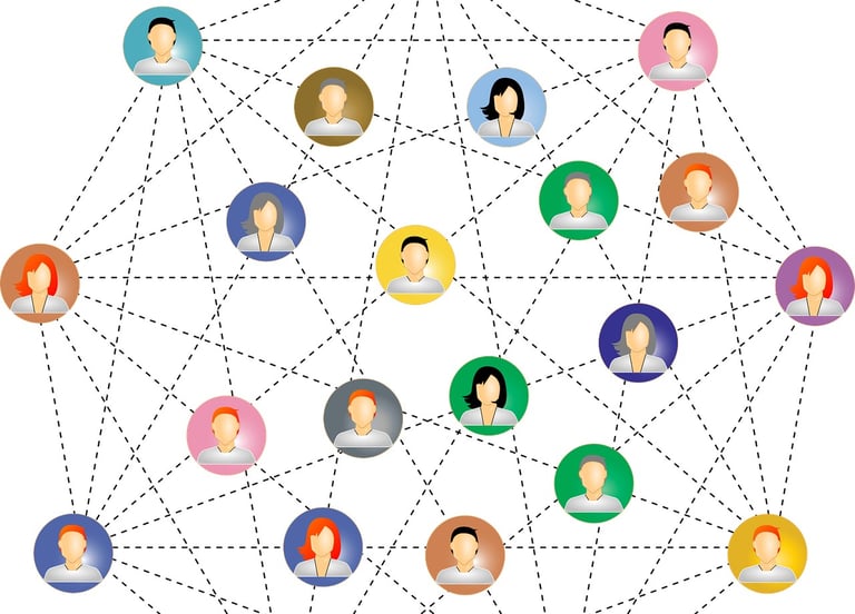 Vernetzte Menschen als Metapher für achtsame Kommunikation in Teams