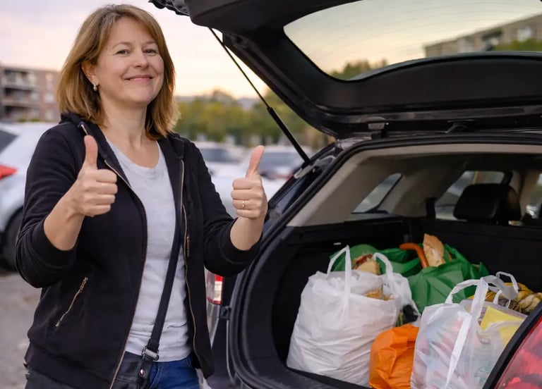 femme à chats qui n'a plus besoin d'acheter la litière pendant les courses