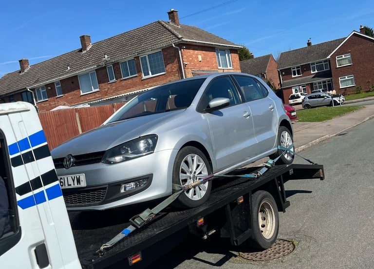 alt="Scrap vehicle being prepared for recycling in Barnards Green"