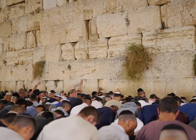 Selichot at the Western Wall Jerusalem, Israel jews praying