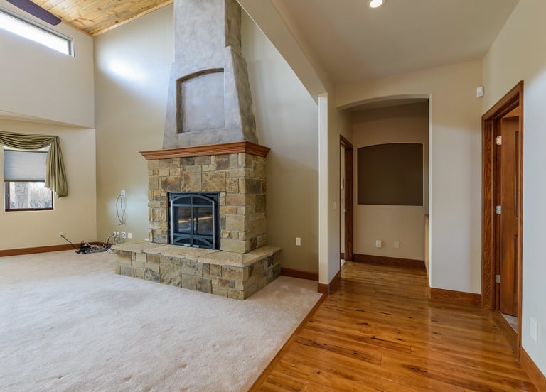 Living room and fireplace
