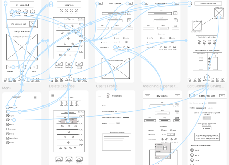 screenshot of the app's low-fidelity prototype