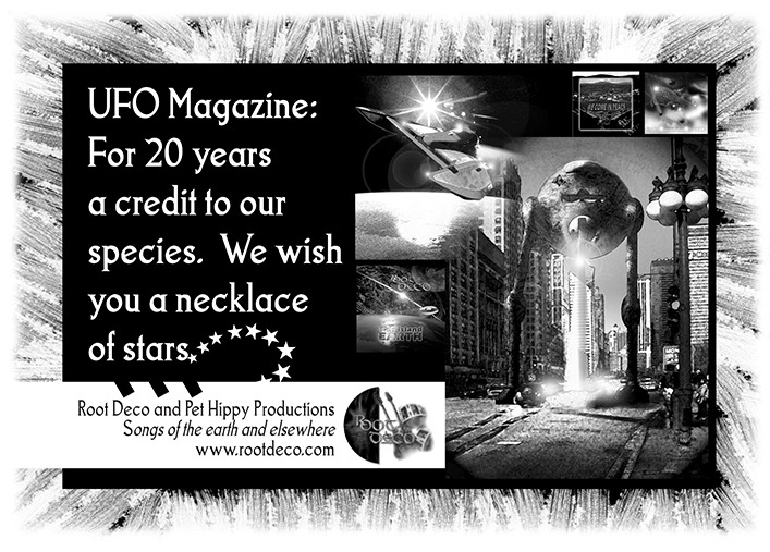 Root Deco sci-fi ad in UFO Magazine
