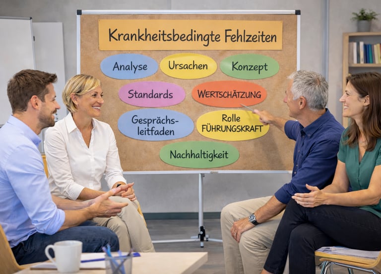 Flipchart Verbesserung der Fehlzeiten