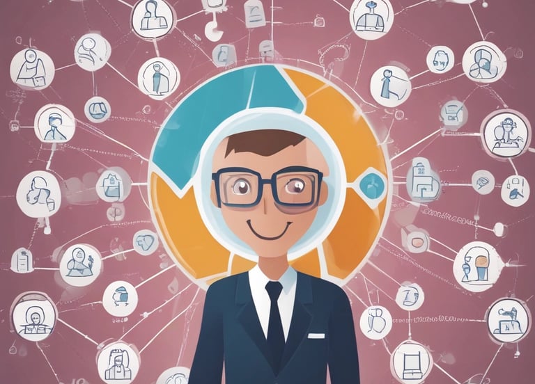 A clean blue and white themed career page showing job listings on a laptop screen.