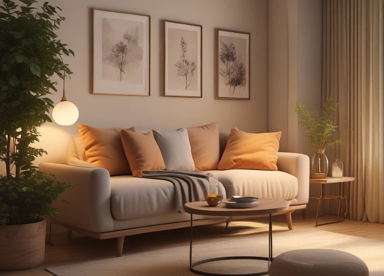 Tranquil coffee corner with intentional design and natural materials