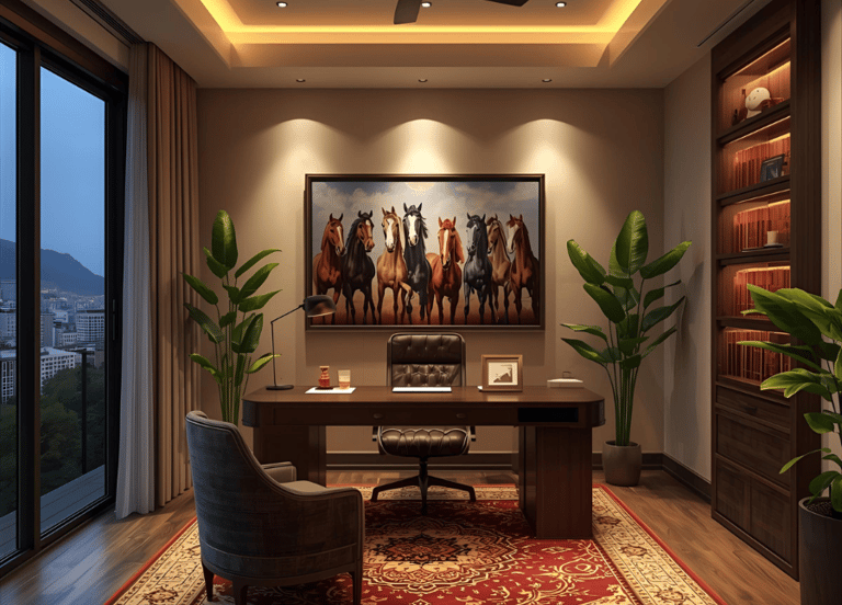 Minimalist home office by Korokaari with clean desk, natural light and indoor plants for focus